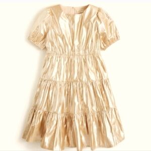 J CREW CREW CUTS Champange FOIL tiered Dress Size SMALL